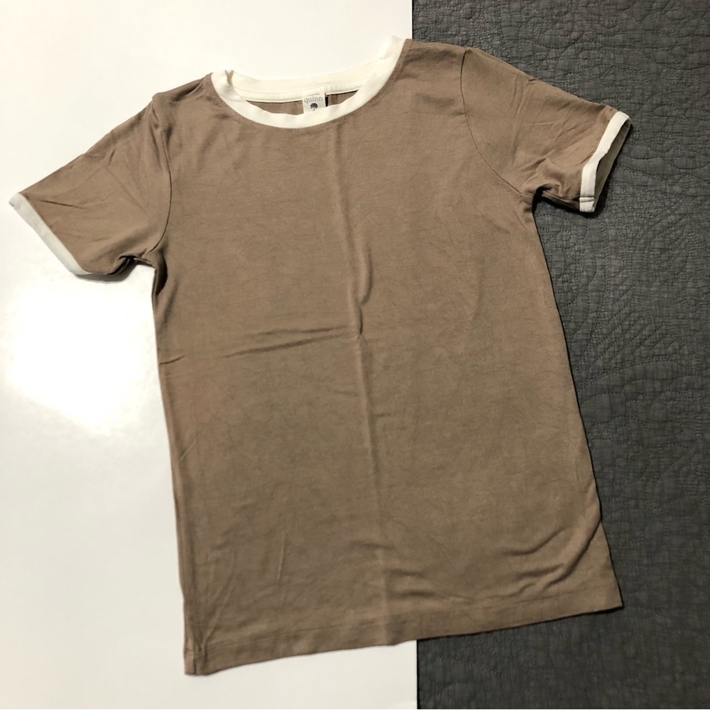 KATE QUINN Retro Ringer Taupe Tee • 8